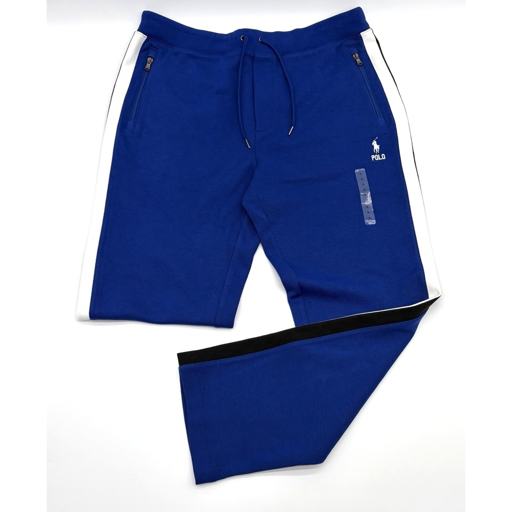 Polo Ralph Lauren Mens Pony Embroidered Double-knit Track Pants Blue XL stripes